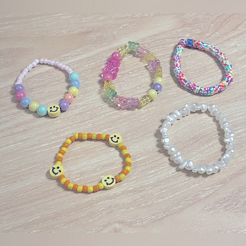 Girls Beaded Bracelets * Set of 5 * Handmade * New!